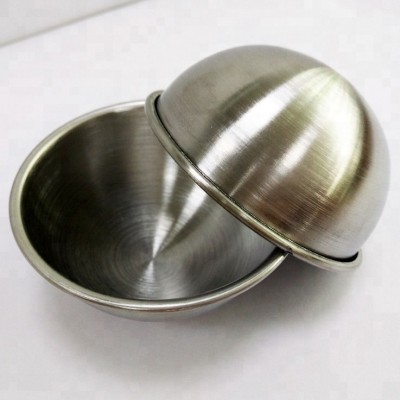 Bath bomb moulds brushed  metal hemispheres 75mm with curling edge